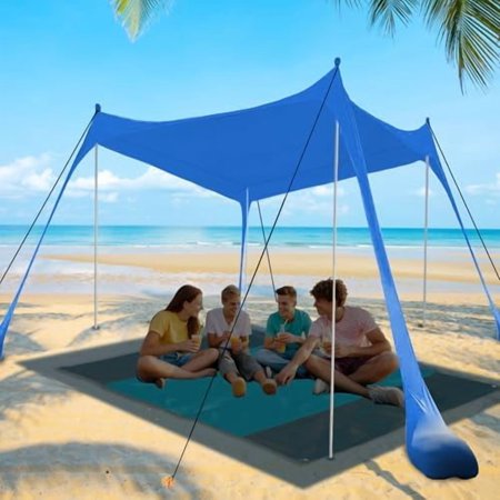 Beach Canopy Beach Tent Sun Shelter with Beach Blanket Beach Shade 11x11 FT with UPF 50+ UV Protection Beach Sun Shade for Beach Camping Backyard and Picnics$$Sport & Recreation Other