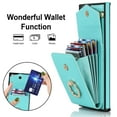 thumbnail image 4 of Wallet Case for Samsung Galaxy Note 20 Ultra, Back Card Slots/Bag Magnetic Button Ring Holder Stand Cover with RFID Blocking Wrist Hand Strap Luxury PU Leather Anti-Shocks Case,Mint, 4 of 9