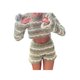 thumbnail image 5 of Txlixc Traje de 2 piezas para mujeres con mangas tejidas con cuello redondo hueco Txlixc moda, 5 of 6