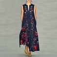 thumbnail image 2 of SNOWSONG Maxi Dresses for Women, Womens Maxi Sleeveless Vintage V Neck Dress Floral Plus Size Dress, Boho Dress, Flowy Dresses for Women, Long Dresses 1PC Dress Navy 3XL, 2 of 5