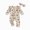 H121-Beige, variant on TOWED22 Baby Girl Fall Sweatshirt Romper Floral Print Long Sleeve Jumpsuit Waffle Clothes,Beige,6-9 M