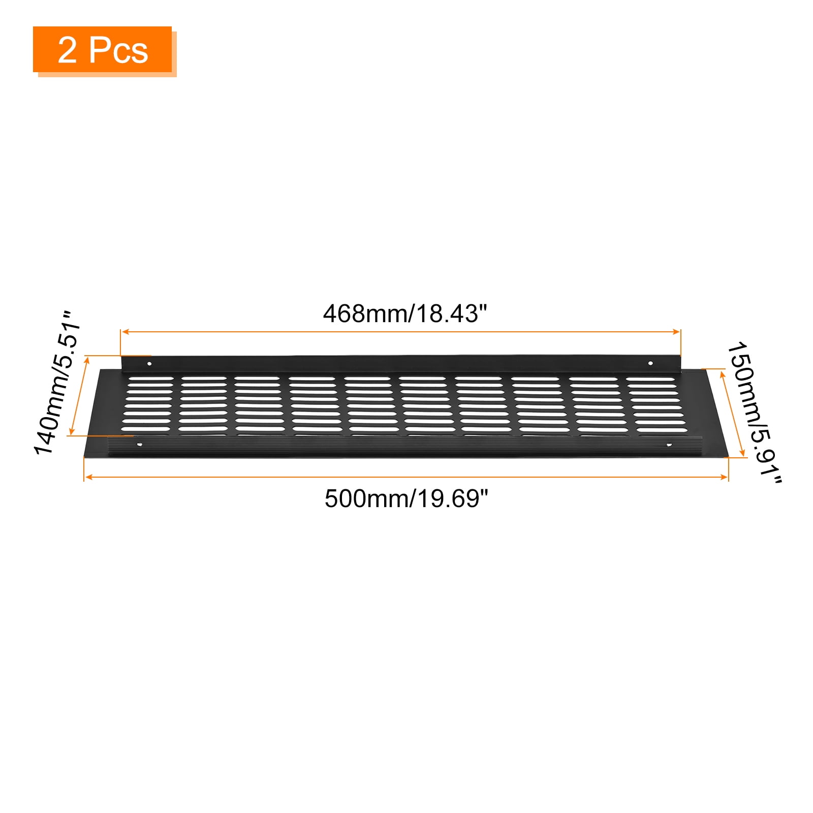 2Pack Rectangle Ventilation Grille Aluminum Alloy Mesh Air Vent Cover, 500x150mm