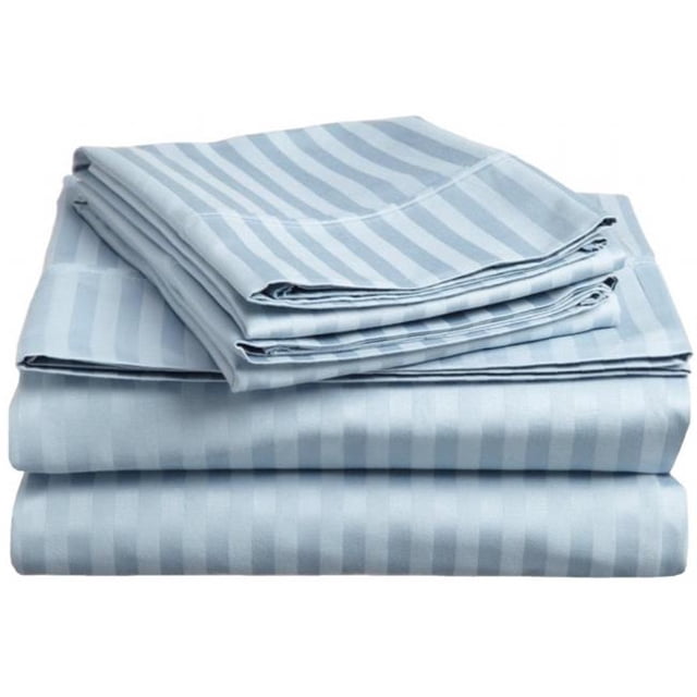 400 Thread Count Egyptian Cotton California King Sheet Set Stripe Light Blue