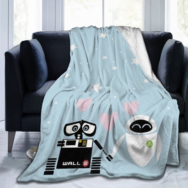 Manta de dibujos animados WALL-E, suave y acogedora manta de franela de felpa para todas las estaciones para niños y niñas, manta de vellón cálida y ligera para cama, sofá o viaje, 40 x 30 pulgadas