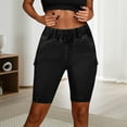 thumbnail image 2 of Pantalones cortos vaqueros de verano de cintura alta para mujer: pierna recta, estilo informal, poliéster y algodón, cintura elástica, tallas S-XL, 2 of 4