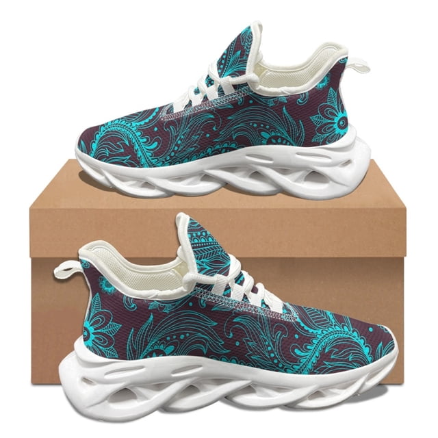 Zapatillas deportivas con estampado de hojas y flores degradadas para mujer, para otoño e invierno, para exteriores, para trabajar, de malla resistente a la suciedad y con absorción de impactos, para