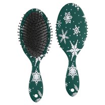 Green Christmas Snowflake Pattern Hair Brush,Girls Detangling Hair Brush,Glide Through Tangles with Ease for Wet & Dry Hair,8.8"X2.8"