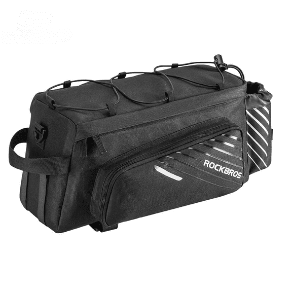 ROCKBROS Bicycle Pannier Rear Rack Bag Bike Luggage Carrier 13L Storage Bags with Mesh Pocket/Water Bottle Cage/Adjustable Straps