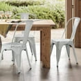 thumbnail image 2 of VINEEGO Metal Dining Chair Indoor-Outdoor Use Stackable Classic Trattoria Chair Fashion Dining Metal Side Chairs for Bistro Cafe Restaurant Set of 4 (DIstressed White), 2 of 7
