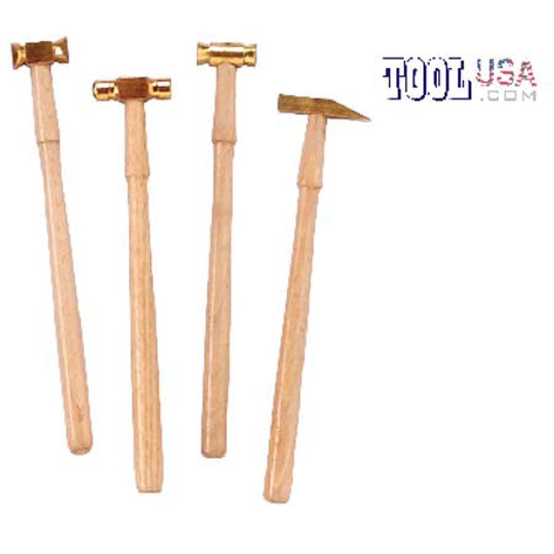 HAWK Brass Head Hammer Set, 4 Distinct Styles, 7.5 (19 cm) Wooden  Handles, Spark-Free Brass, 1/2 (1.3 cm) Aluminum Heads