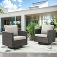 thumbnail image 4 of PARKWELL Outdoor Swivel Rocker Patio Chairs Set of 2,Wicker Swivel Gliders Rocking Chair for Porch Balcony Yard,Beige Cushions Lounge Chairs in Brown Wicker, 4 of 6