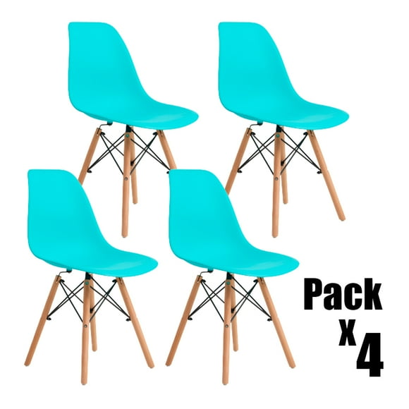 Set de Sillas Holly Estilo Eames Moderna Color Azul Turquesa Moblüx Deco