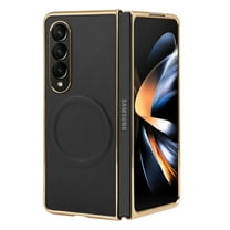 Allytechgroup Slim Case for Samsung Galaxy Z Fold 4, Rugged Heavy Duty Durable Cover Case Support Wireless Charging Shockproof Magnetic Protective Back Cover for Samsung Galaxy Z Fold 4, Black