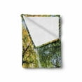 thumbnail image 2 of Tree Soft Flannel Fleece Throw Blanket, Forest in Autumn Green Nature Deciduous Foliage Growth Eco, Cozy Plush for Indoor and Outdoor Use, 60" x 80", Dark Brown Pale Green, by Ambesonne, 2 of 6