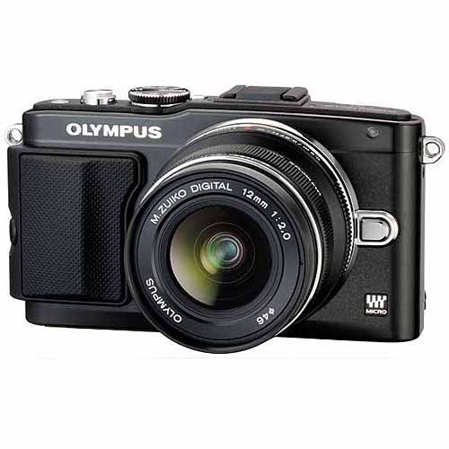 Olympus EPL5 Mirrorless 16MP Digital Camera w/ FLLM1 Flash & 1442mm Lens Black REFURB
