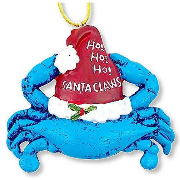 Blue Crab Santa Claws Ornament 3"