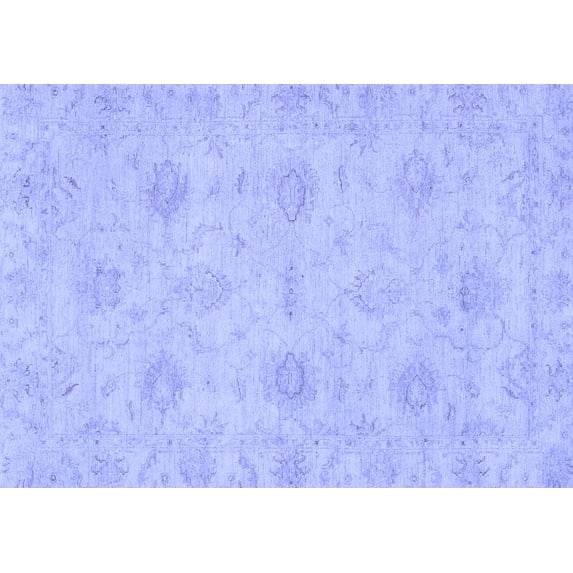 Ahgly Company Machine Washable Indoor Rectangle Oriental Blue Traditional Area Rugs, 7' x 9'