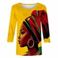 thumbnail image 5 of Ounisa Womens 3/4 Sleeve T Shirt Crew Neck Black History Month Printed Loose Fit Casual Daily Wear Stylish Tops S-3XL, 5 of 5