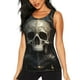 thumbnail image 1 of Balery Gold Pattern Skull Camiseta sin mangas estampada ligera para mujer, tops de entrenamiento sin mangas, camisetas de yoga transpirables de secado rápido.-Large, 1 of 7