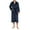 Navy Blue, variant on Men Winter Nightgown - Thick Flannel Warm Tight Waist with Lace Up Belt Solid Color Lapel Pockets Great Water Absorption Mid Length Homewear