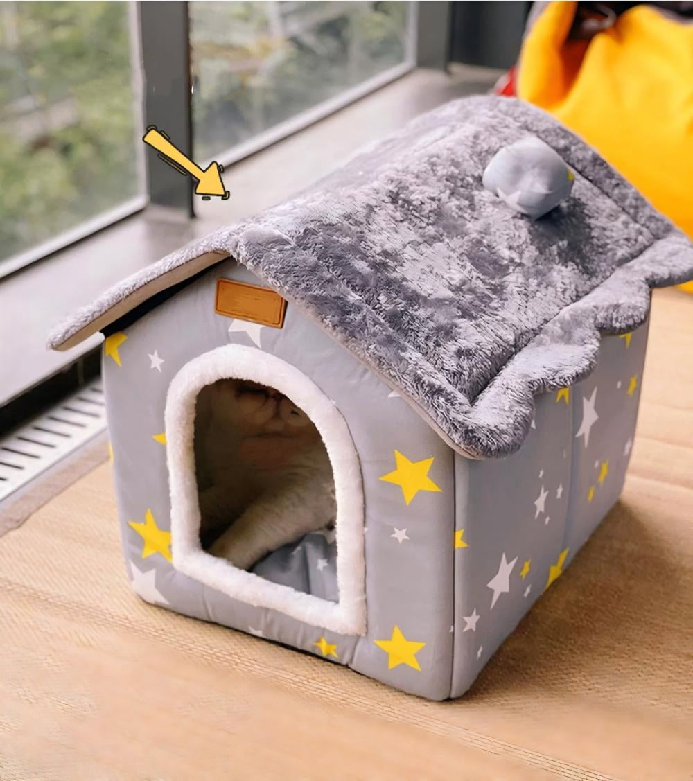 Dog House Indoor Puppy Cave Cat Nest Kennel Pet Bed Portable Memory Sponge Foldable Houses with Cushion