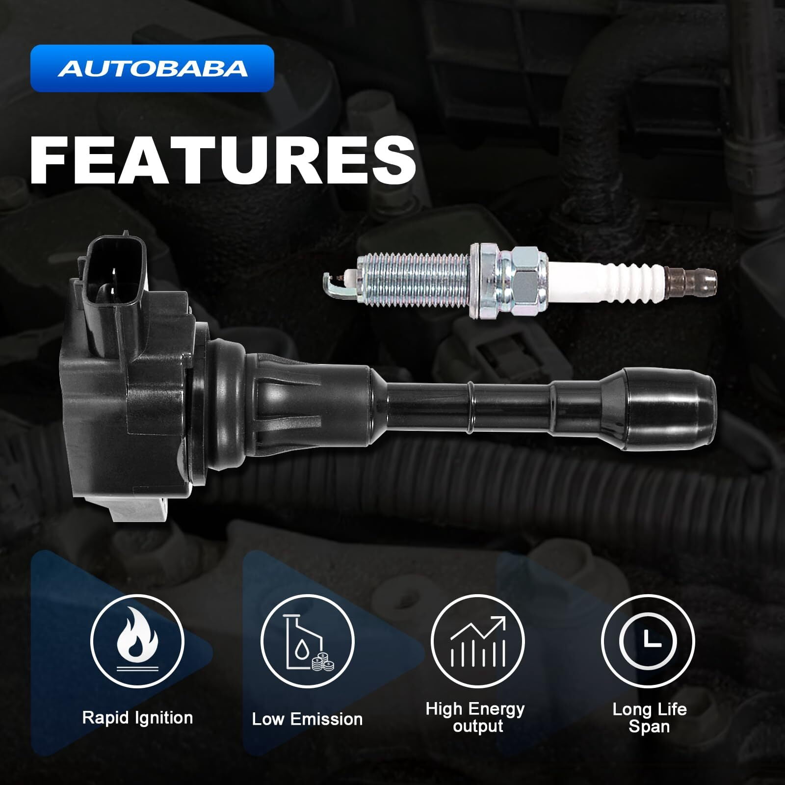 Set of 6 Ignition Coil and Spark Plug Pack for Nissan Infiniti Maxima Replacement for UF550