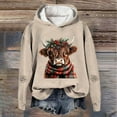 thumbnail image 2 of Telankuip Christmas-Dressed Highland Cow Hoodies 2025 Fashion Womens Soft Comfort Cute Graphic Pullover Sweatshirts Fall Long Sleeve Hooded Tops Casual Stylish Winter Clothes Khaki S, 2 of 3