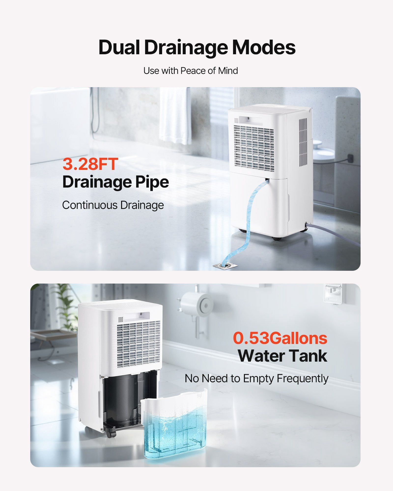 30 Pints Dehumidifier for Home and Basement, Quiet 38dB Operation, Smart Auto/Continuous/Sleep Modes, LED Display, Dual Drainage Options with Hose or Tank, Ideal for Bedrooms, Living Rooms