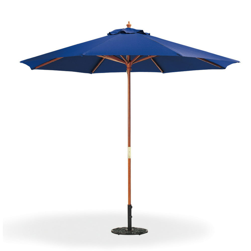 9 Ft Navy Blue Patio Umbrella Outdoor Wood Market Umbrella Walmart