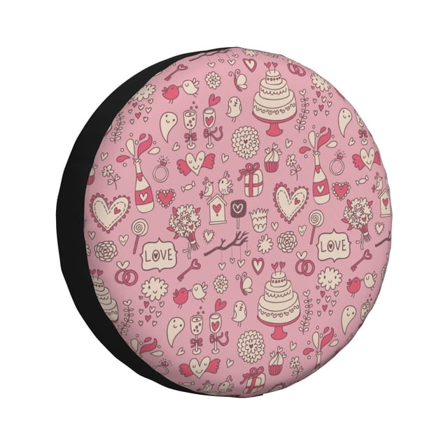 Fotbe Cute Love Funda de Llanta de Repuesto con Estampado, Engrosada, Ajuste Universal para Jeep, Remolque, RV, SUV, Camión-17 inch
