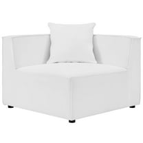 Modway Saybrook Outdoor Patio Upholstered Sectional Sofa Corner Chair in White