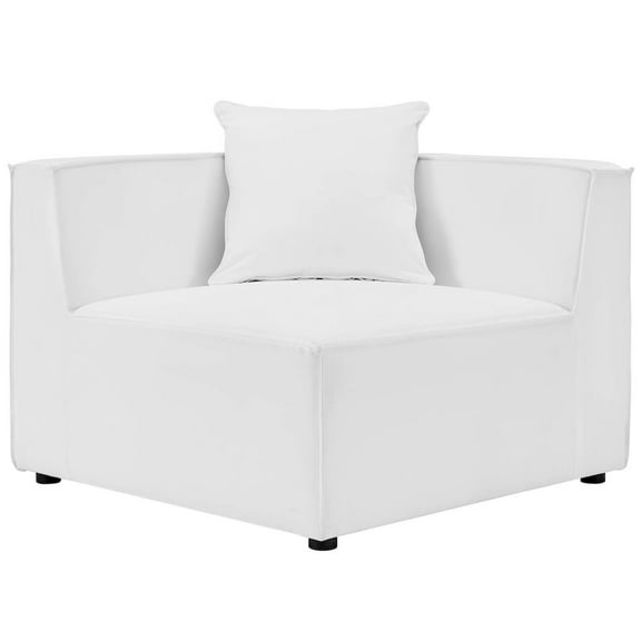 Modway Saybrook Outdoor Patio Upholstered Sectional Sofa Corner Chair in White
