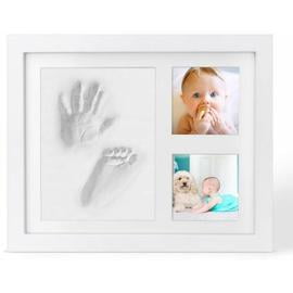 Handprint And Baby Footprint, Baby Photo Frame Set, Wooden Baby Photo Frame With Plaster, Hand And Foot Plaster Set
