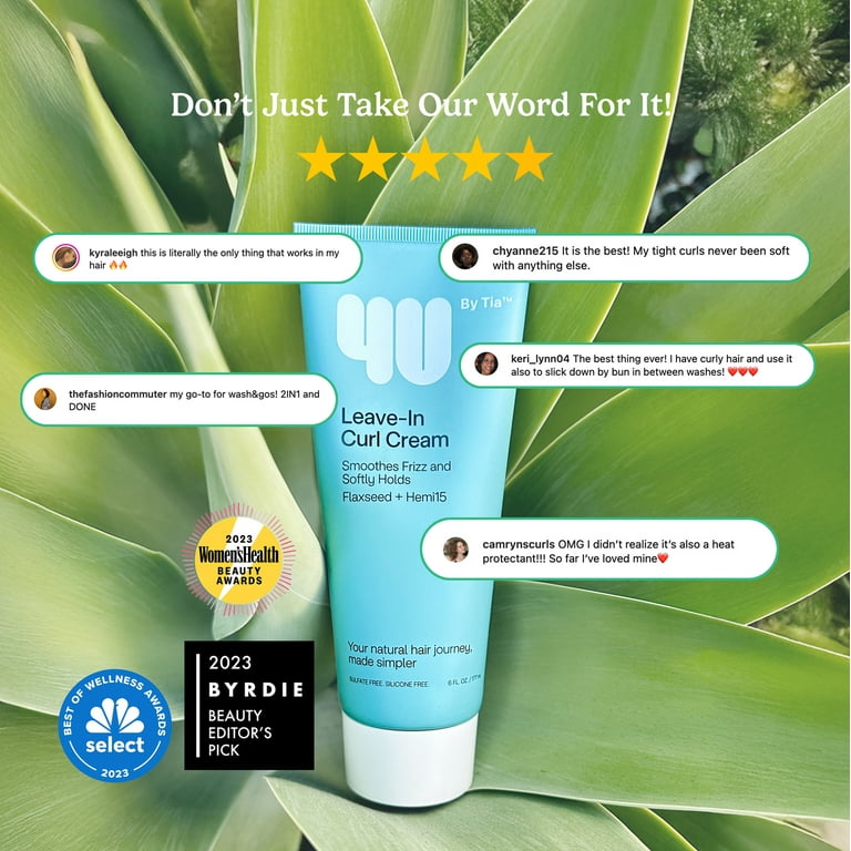 4U by Tia Hair Curl Cream with Flaxseed, Hemi15, Apple Scent, 6 fl