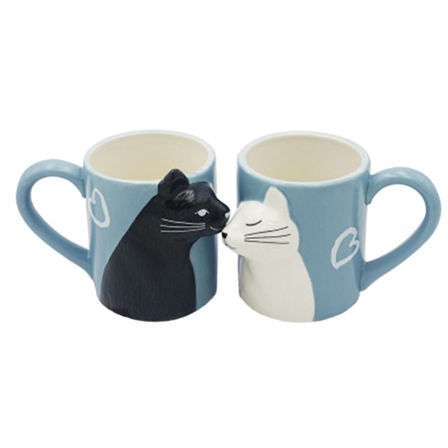 XIANXIAN Juego de tazas de café con diseño de gato para parejas, regalo a juego, regalo de compromiso para parejas, regalo de aniversario, tazas lindas, taza de gato para amantes de los gatos