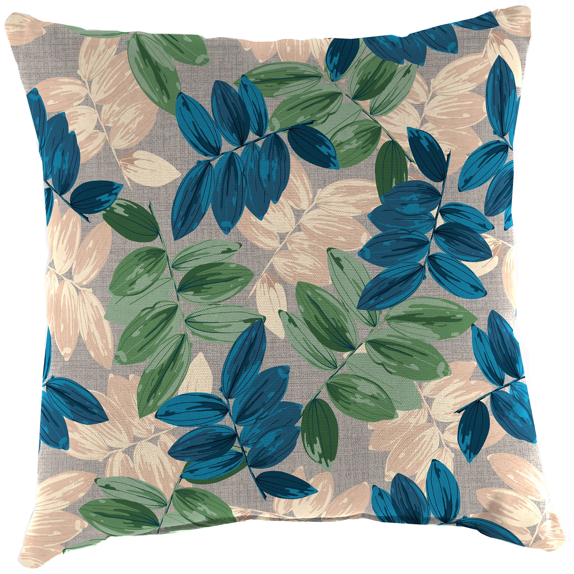 Jordan Manufacturing 18" x 18" Foliage Pebble Gray Leaves Square Outdoor Throw Pillow (2 Pack)