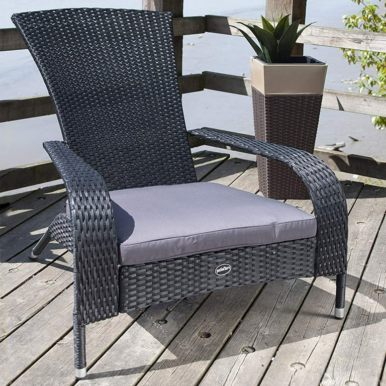 Patioflare Muskoka Outdoor Handwoven Wicker Chair with Dark Gray