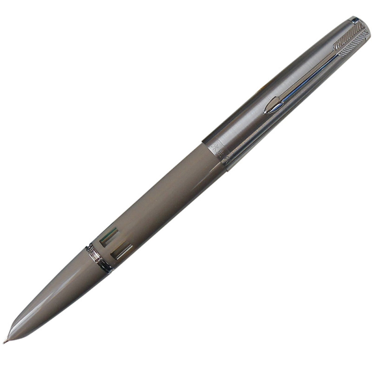 1 x Fountain Pen , esin Body Steel Push Cap Vacumatic Fountain Pen F Nib 0.5MM With Ink Window
