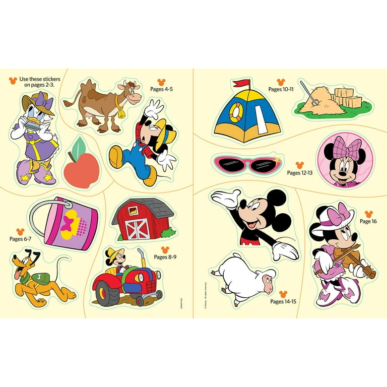 Disney stickers including Mickey & Minnie Mouse, Donald & Daisy