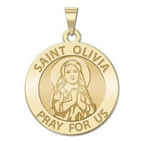 Picturesongold.Com Saint Olivia Religious Medal Necklace Pendants Adult-3/4in Nickel-14K Yellow Gold