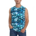 thumbnail image 3 of Uemuo Blue Kyanite Pattern Men's Sleeveless T-Shirt,Muscle Athletic Tank Top, Moisture-wicking Quick-dry Breathable Classic Tee Top for Gym Run Outdoor Sports-Large, 3 of 8