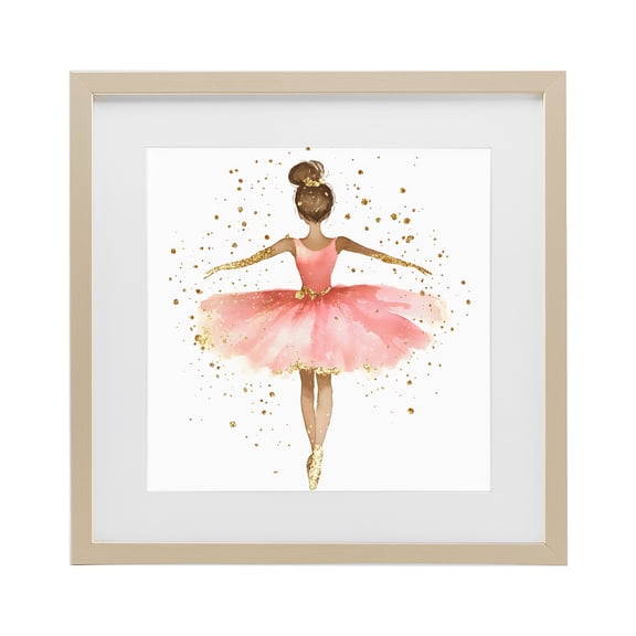 Stupell Industries Eclectic Ballerina with Gold Glitter Birch Framed Print Under Glass, 13 x 13, by Creative Studio