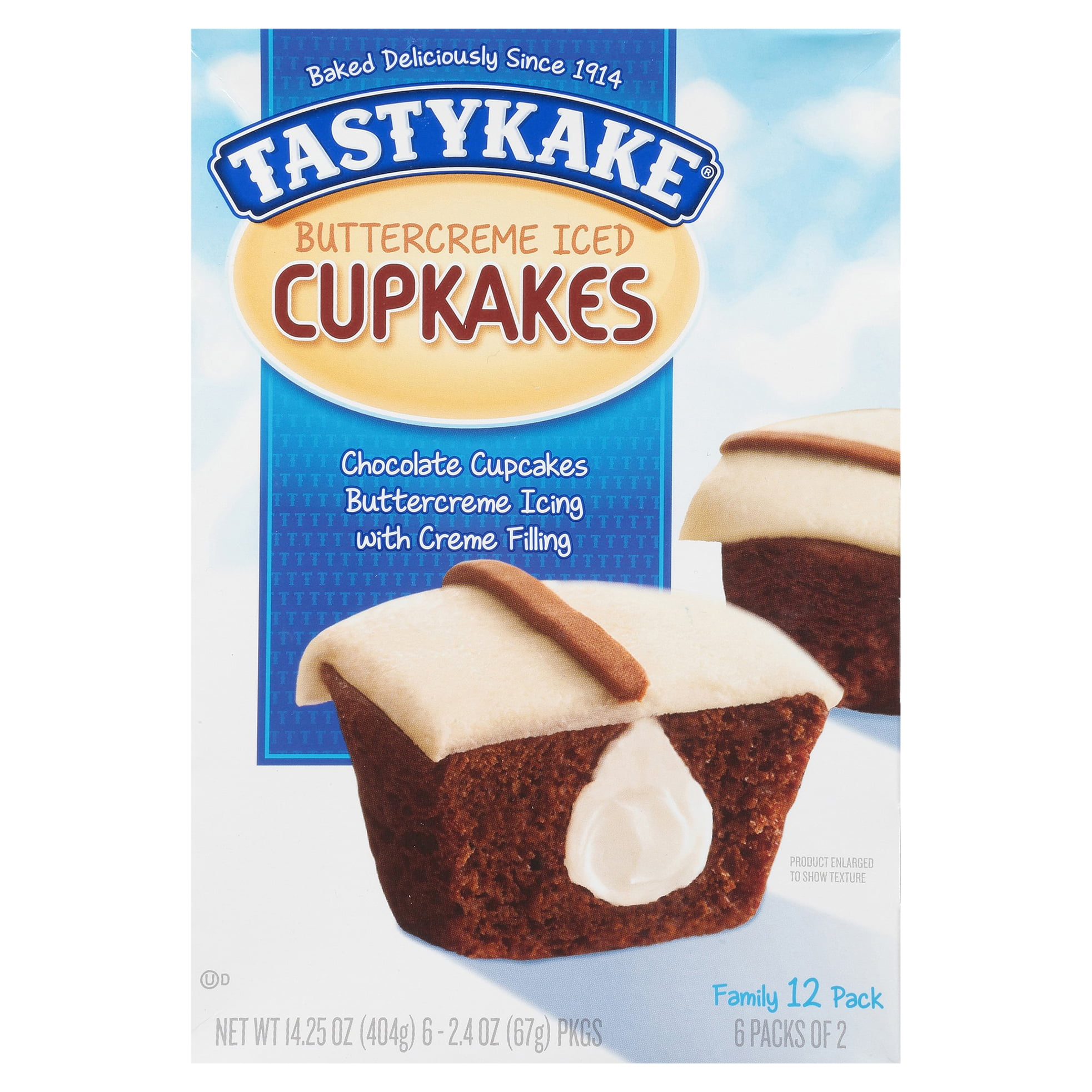 Tastykake Buttercreme Cupkakes, 12 Count, 6 Packs of 2 Cupcakes
