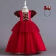 thumbnail image 2 of Summer Savings! TAGOLD Children Baby Girls Middle-aged Children's Puff Sleeve Sequin Gauze Dress Princess Dress Red 11-12 Years, 2 of 6