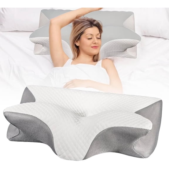 Skelda Premium Relief Pillow - 2026 Skelda Pillow, Ergonomic Memory Foam Pillows for Neck and Shoulder Pain Relief, Armrest Support for Side, Back & Stomach Sleepers (Grey)