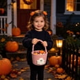thumbnail image 4 of Halloween Boho Cotton Rope Basket with Handle,Woven Ghost Boo Candy Bucket for Trick-or-Treat Party Favor Gift Storage Display, 4 of 6
