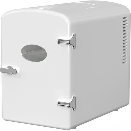 Simple Deluxe Mini Fridge with Observation Window, 6L/9 Can, Portable Warmer & Cooler, Personal Refrigerator, AC/DC, White New