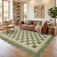 thumbnail image 3 of HIWEAVER Green 5' x 7' Scalloped-edge Easy Jute Area Rug for Living Room Modern Bordered Plaid Indoor Outdoor Neutral Carpet for Patios Non Slip Washable Throw Mat for Home Decor, 3 of 6