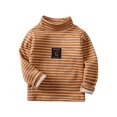 thumbnail image 2 of NAISIBABY Boys Girls Long Sleeve Tops, Striped High Neck Soft Thicken Casual Knitting Cotton Pullover Shirts Brown 4-6T, 2 of 3