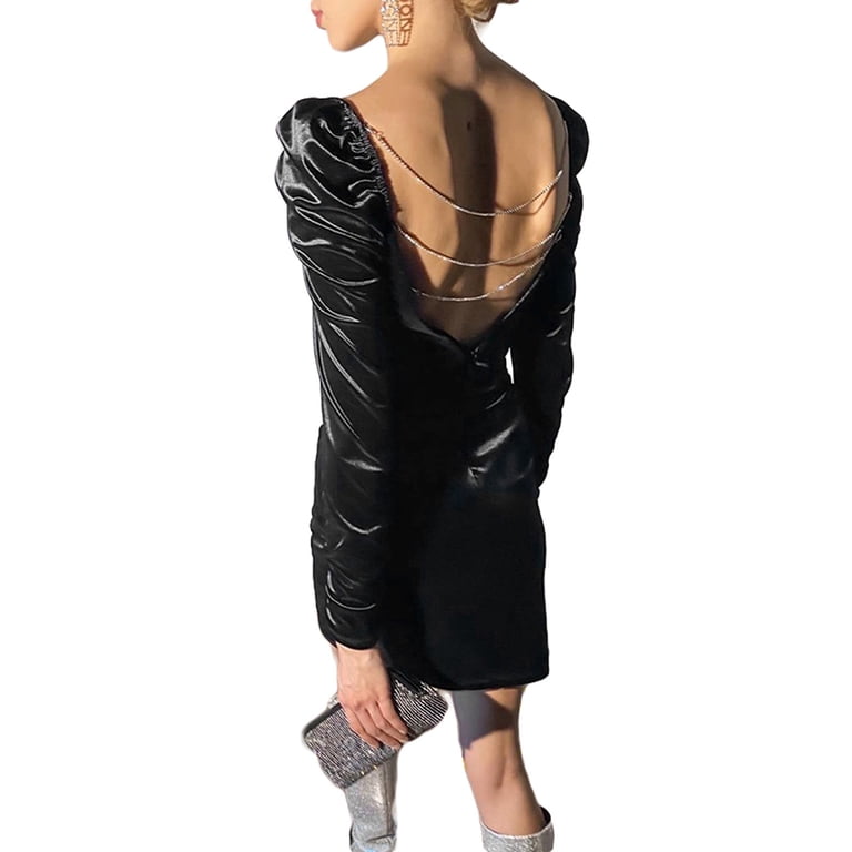 black long sleeve backless bodycon dress Black Lace Backless Long Sleeve Bodycon Midi Dress